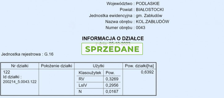 Działka Sprzedaż Zabłudów-Kolonia 34